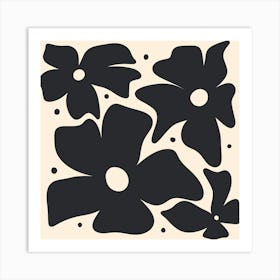 Abstract Monochrome Flowers 3 Art Print