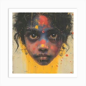 Girl With Paint On Her Face Art Print