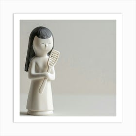 Little Girl Holding A Toothbrush Art Print