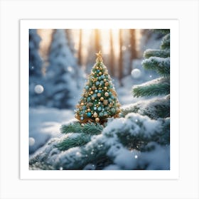 Christmas Tree In The Snow 18 Art Print