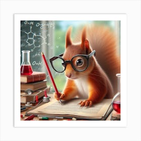 Squirrel In The Lab Art Print