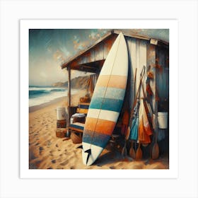 Surfboard On The Beach 8 Art Print