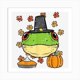 Thanksgiving Pilgrim Frog Funny Fall Autumn Men Women Kids Art Print