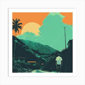 Lo-Fi Islander Man Walking Down A Road Art Print