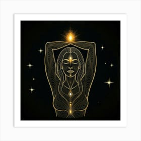 Golden Woman With Star Art Print