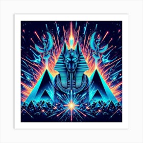 Neon Anubis, Egyptian 2 Art Print