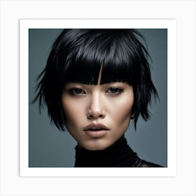 Asian Woman With Short Hair 2 Art Print