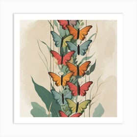 Butterflies On A Branch 4 Art Print