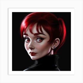 Dark Scarlet Audrey Hepburn Art Print