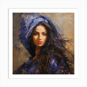 Woman In Blue 1 Art Print