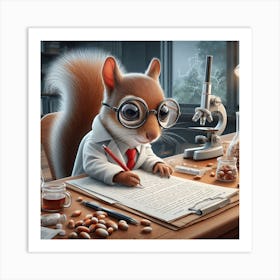 Squirrel In A Lab Coat 1 Art Print
