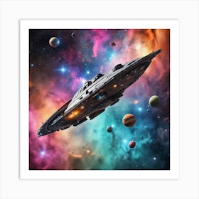 Spaceship In Space 1 Art Print