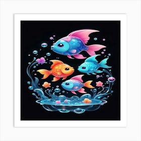 Fishes In Water Art Print