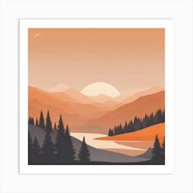 Misty mountains background in orange tone 90 Art Print