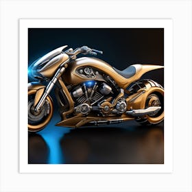 Golden Motorcycle 1 Art Print