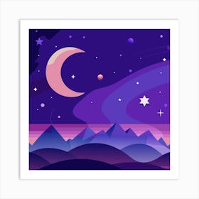 A Serene Night Sky With A Gentle Gradient From Dee 1 Art Print