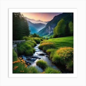 Stream In The Mountains 1 Art Print