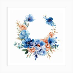 Watercolor Floral Wreath Art Print