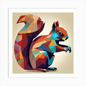 Squirrel Cubism Style Art Print