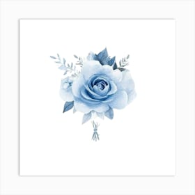 Watercolor Blue Floral 3 Art Print