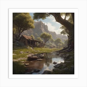 Village In The Woods Art Print