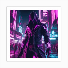 Assasin's Creed Character in Cyberpunk Future 2 Art Print