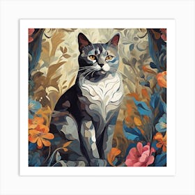 Cat In The Garden 2 Art Print