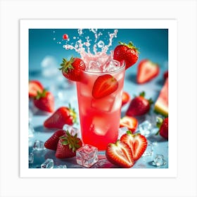 Watermelon Juice With Strawberries Art Print