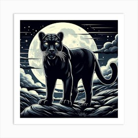 Line Art panther 3 Art Print