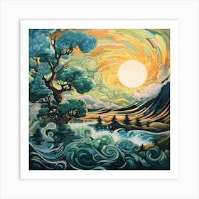 Sunset In The Mountains Art Print