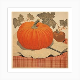 Vintage Pumpkin Illustration Square 4 Art Print