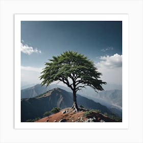 Lone Tree On Top Of Mountain 49 Art Print