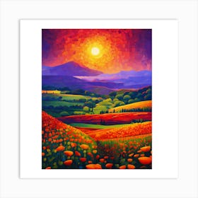 Poppies At Sunset Art Print