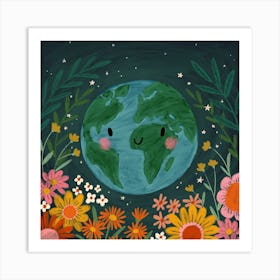 Planet Earth Square Art Print
