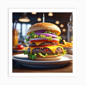 Hamburger On A Plate 194 Art Print