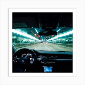 Car Interior At Night Art Print