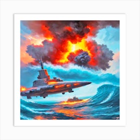 Submarine Battle 1 Art Print