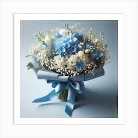 Blue And White Flower Bouquet 2 Art Print