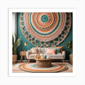 Boho Living Room Mandala Macrame Art Print