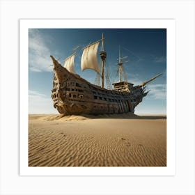 Ship In The Desert Art Print