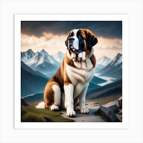 St Bernard Dog 90 Art Print