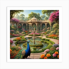 Peacock In The Garden 8 Art Print