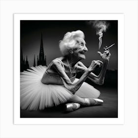 Old Lady Smoking A Cigarette Art Print