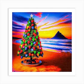 Christmas Tree On The Beach 6 Art Print