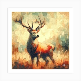 Oil Texture Abstract Deer 3 Copy Art Print