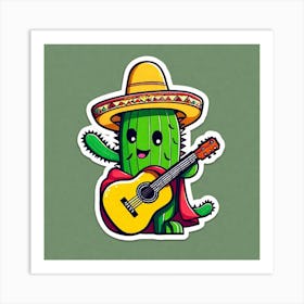 Cactus Playing Guitar 2 Art Print