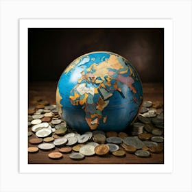 World Globe With Coins Art Print