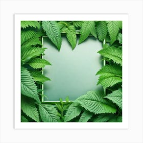 Green Frame With Leaves Art Print