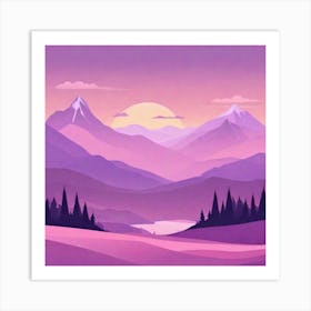 Misty mountains background in purple tone 30 Art Print