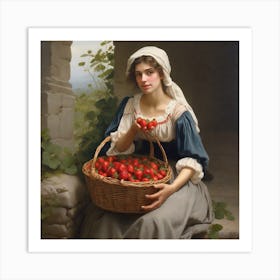 Girl With A Basket Of Strawberries Art Print